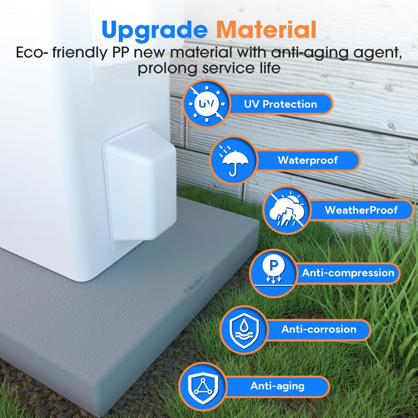 Toutgood Mini Split Pad for Condenser: Ground Base for Air Conditioner Outdoor Condenser Units, Plastic Equipment Pad for Ductless Minisplit Heat Pump Systems HAVC, Gra, 38'' x 18'' x 3''