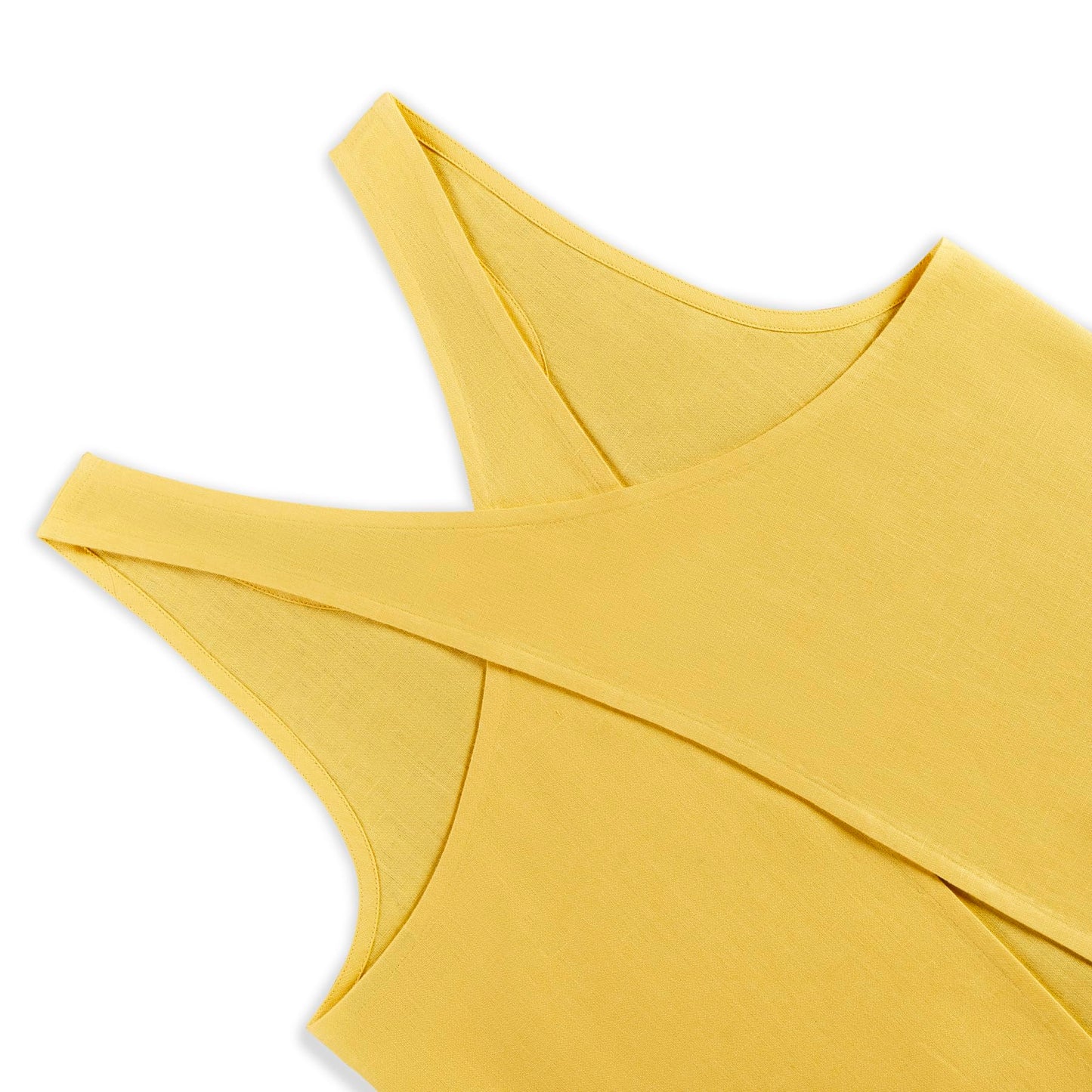 Solino Home Cross Back Linen Apron with Pockets for Gardening, Kitchen - Marigold Yellow Pinafore Smock Apron 100% Pure Linen for Men & Women - Handcrafted from European Flax