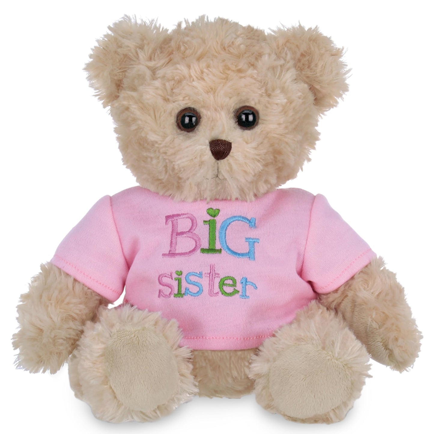 Bearington Ima Big Sister Plush Stuffed Animal Teddy Bear in Pink T-Shirt, 12 Inches