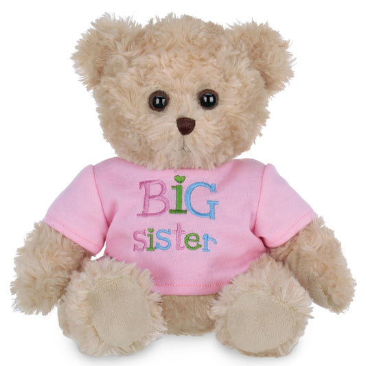 Bearington Ima Big Sister Plush Stuffed Animal Teddy Bear in Pink T-Shirt, 12 Inches