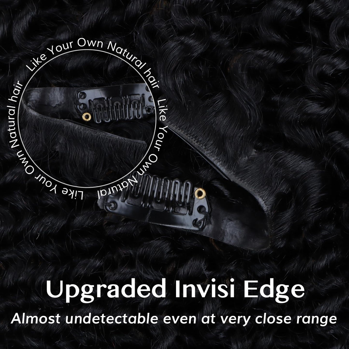 IDN BEAUTY 5+2 Invisi Edge Seamless Clip in Hair Extensions Human Hair Combo Pack, Kinky Curly 18 Inch 110g 5pcs invisible Edge and 2pcs Seamless Clip ins for Black Women Natural Black No Leave Out