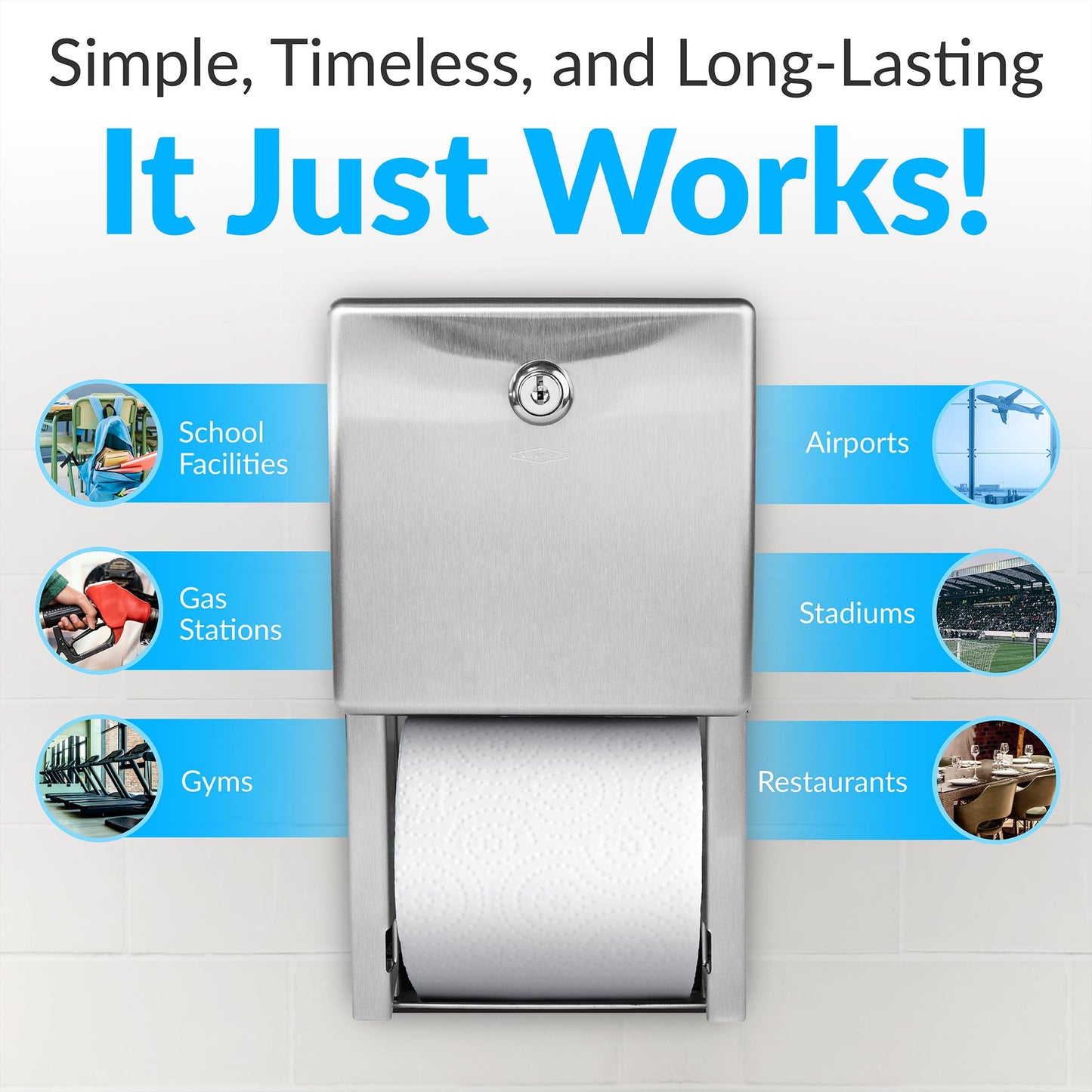 Bobrick Surface-Mounted Multi-Roll Toilet Paper Tissue Dispenser, Satin-Finish Stainless Steel (Model B-2888)