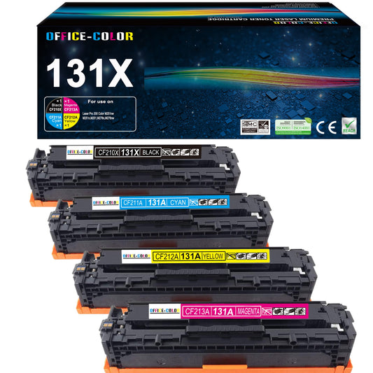 131A 131X Toner Cartridge 4 Pack CF210X CF211A CF212A CF213A Works with HP Laserjet Pro 200 Color M251nw,MFP M276nw (Black, Cyan, Yellow, Magenta)