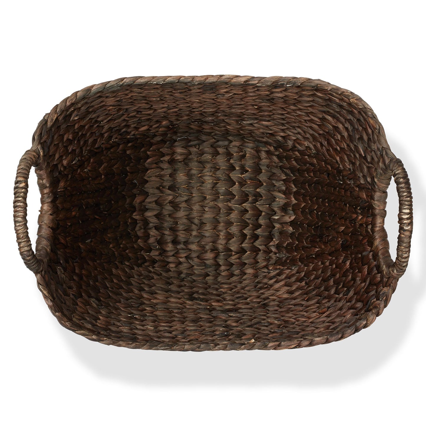 Casafield Large Laundry Boat Basket with Handles - Espresso, Woven Water Hyacinth Multipurpose Storage Organizer for Throw Blankets, Bathroom, Bedroom, Living Room