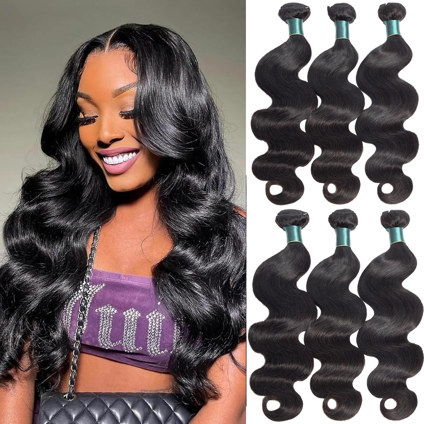 Superfect Human Hair Bundles 20 22 24 Inch Body Wave Bundles Human Hair 12A 100% Unprocessed Brazilian Virgin Hair Weave 3 Bundles Deals Human Hair Natural Black Color (20 22 24, Body Wave 3 Bundles)