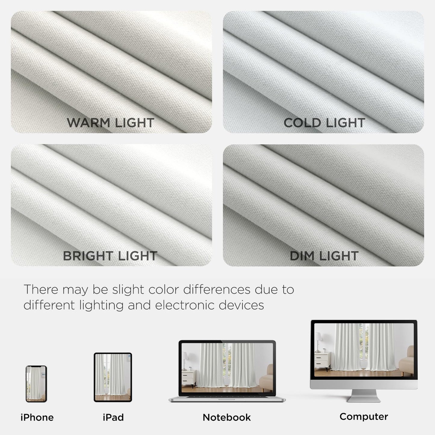 Joydeco White Blackout Curtains 84 Inches Long - 100% Blackout Curtain 2 Panels Set, Grommet Thermal Insulated Window Drapes for Bedroom Living Room (Pure White,52" Wx84 L)