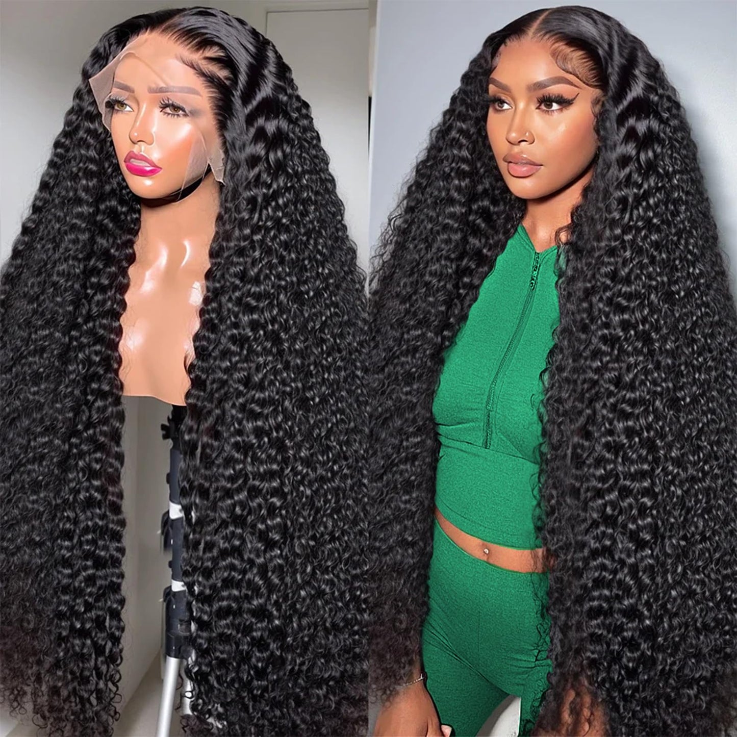 Lovelyworld Deep Wave Lace Front Wigs Human Hair 30 inch 200 Density 13X4 HD Deep Curly Lace Front Human Hair Wig Lace Frontal Human Hair Wigs for Women