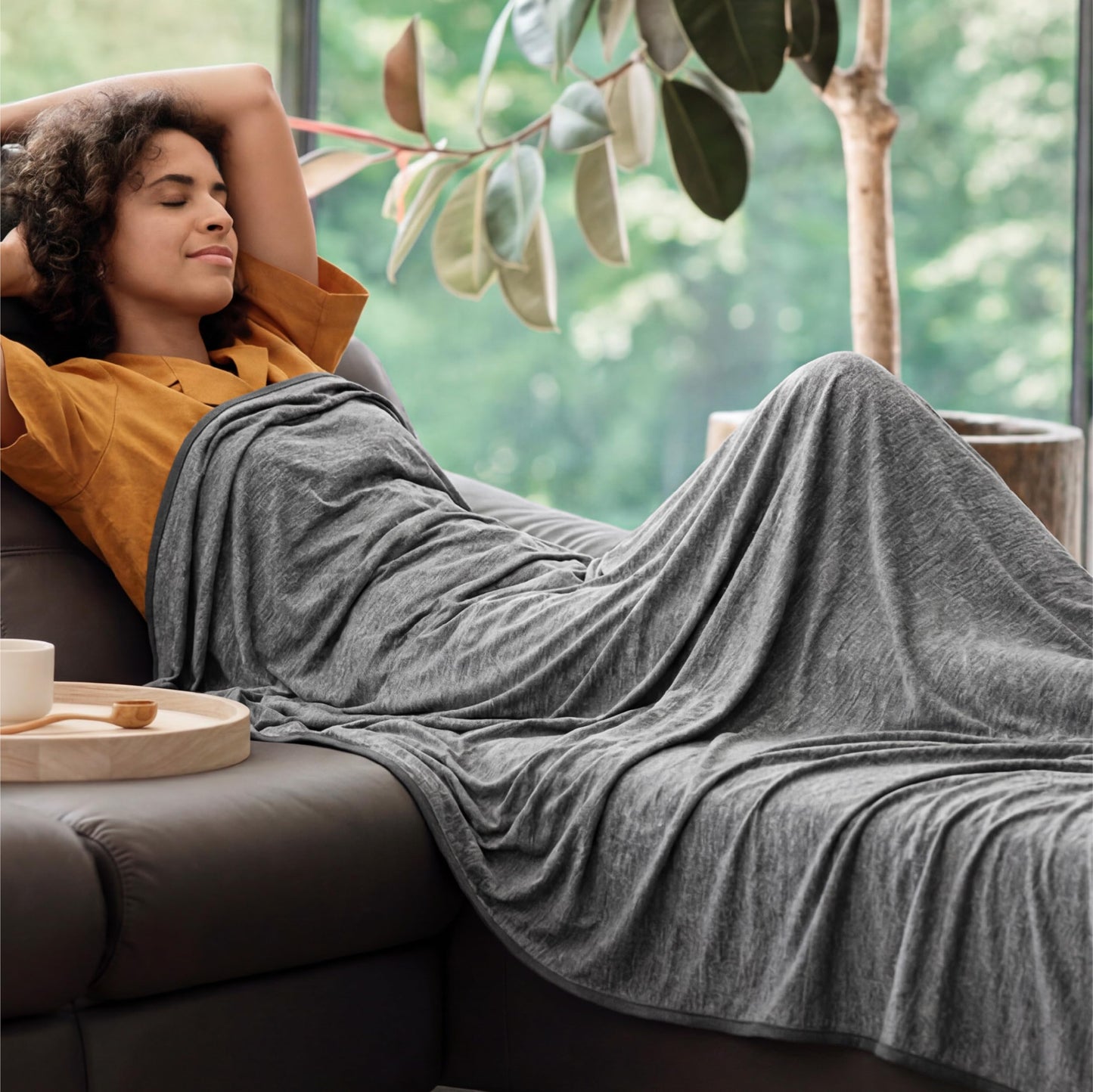 Bedsure Double Sided Bed Cooling Blanket Full Size for Hot Sleepers - Summer Cold Bed Sheet Blankets with Rayon Derived from Bamboo, Ice Cool Lightweight Arc-Chill Thin Summer Cooler Bedding, 80x90