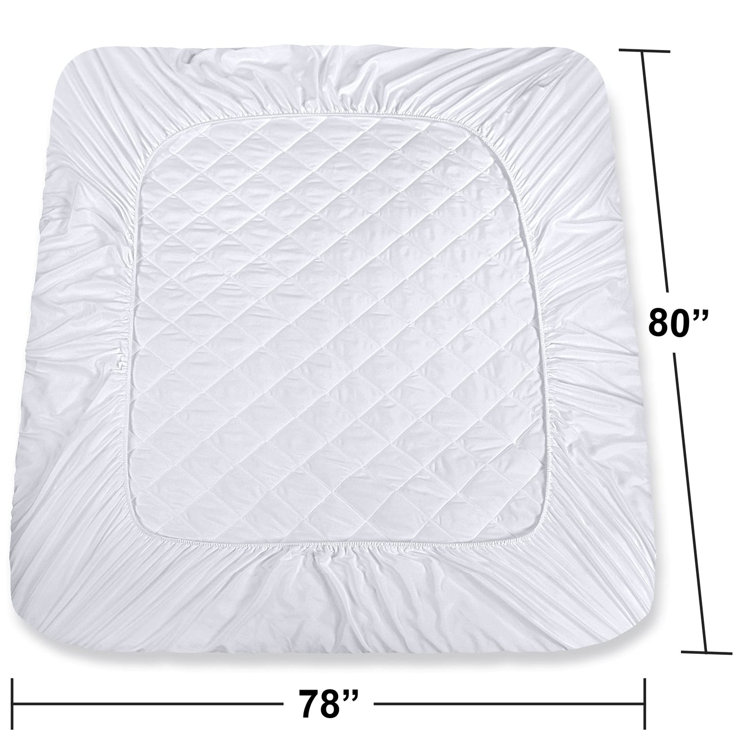 Quilted Fitted Mattress Pad 2 Pack, King Mattress Protector Topper with Deep Pocket Stretches up to 16 Inches, Machine Washable Mattress Cover by Utopia Bedding (White)