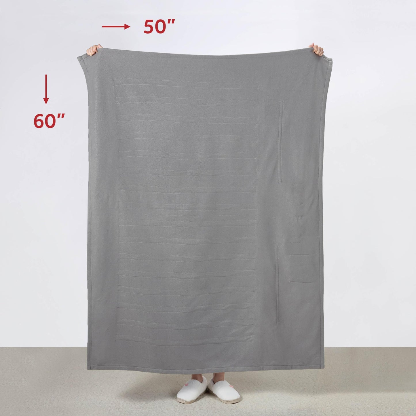 Sunbeam Electric Throw, Soft, Warm, Flannel Heated Blanket, 4 Heat Settings, 4-Hour Auto Shut-Off, Fast Heating, Comfy and Cozy, Grey Color, 50" x 60"