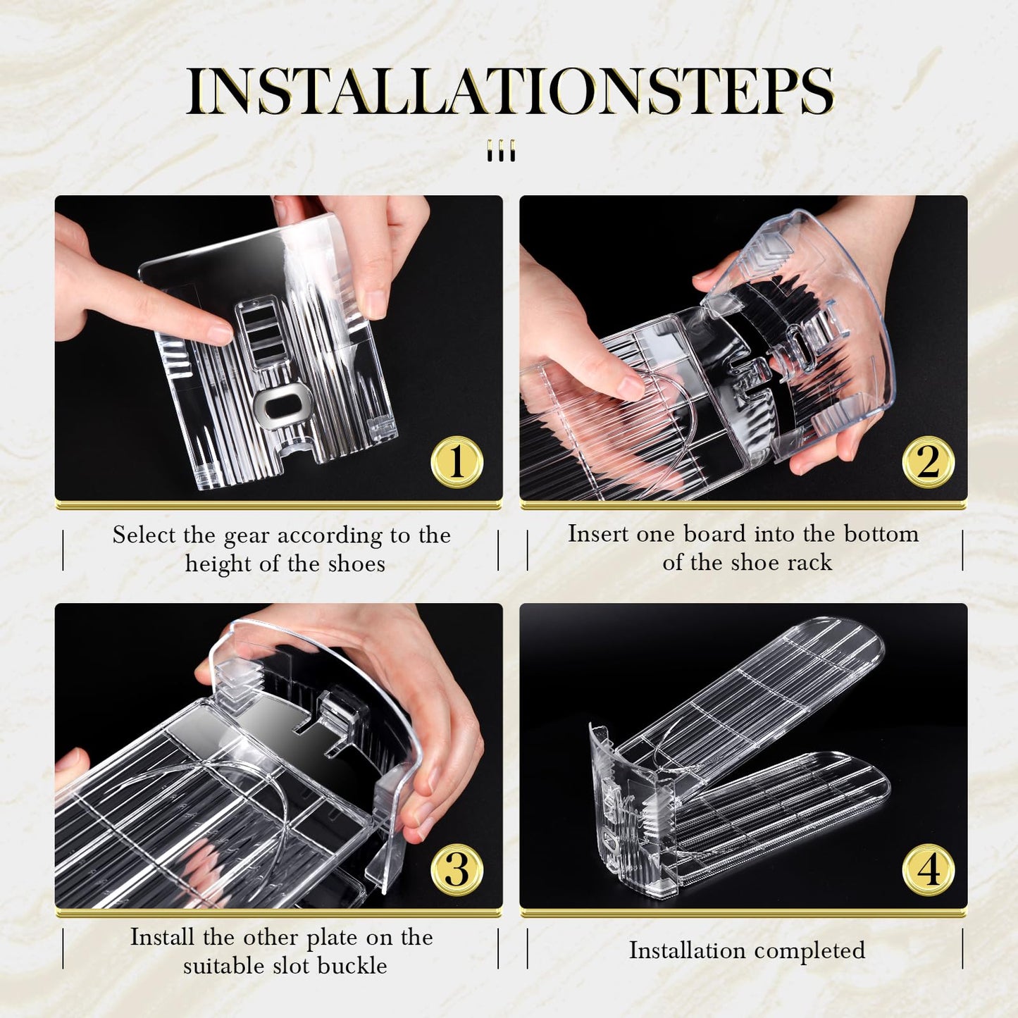 Tgzwme Shoe Slots Organizer 20 Pack - Shoe Stackers, 3 Levels Adjustable, Space Savers 50%, Double Layer Holders for Closet (Transparent), Organizador de Zapatos