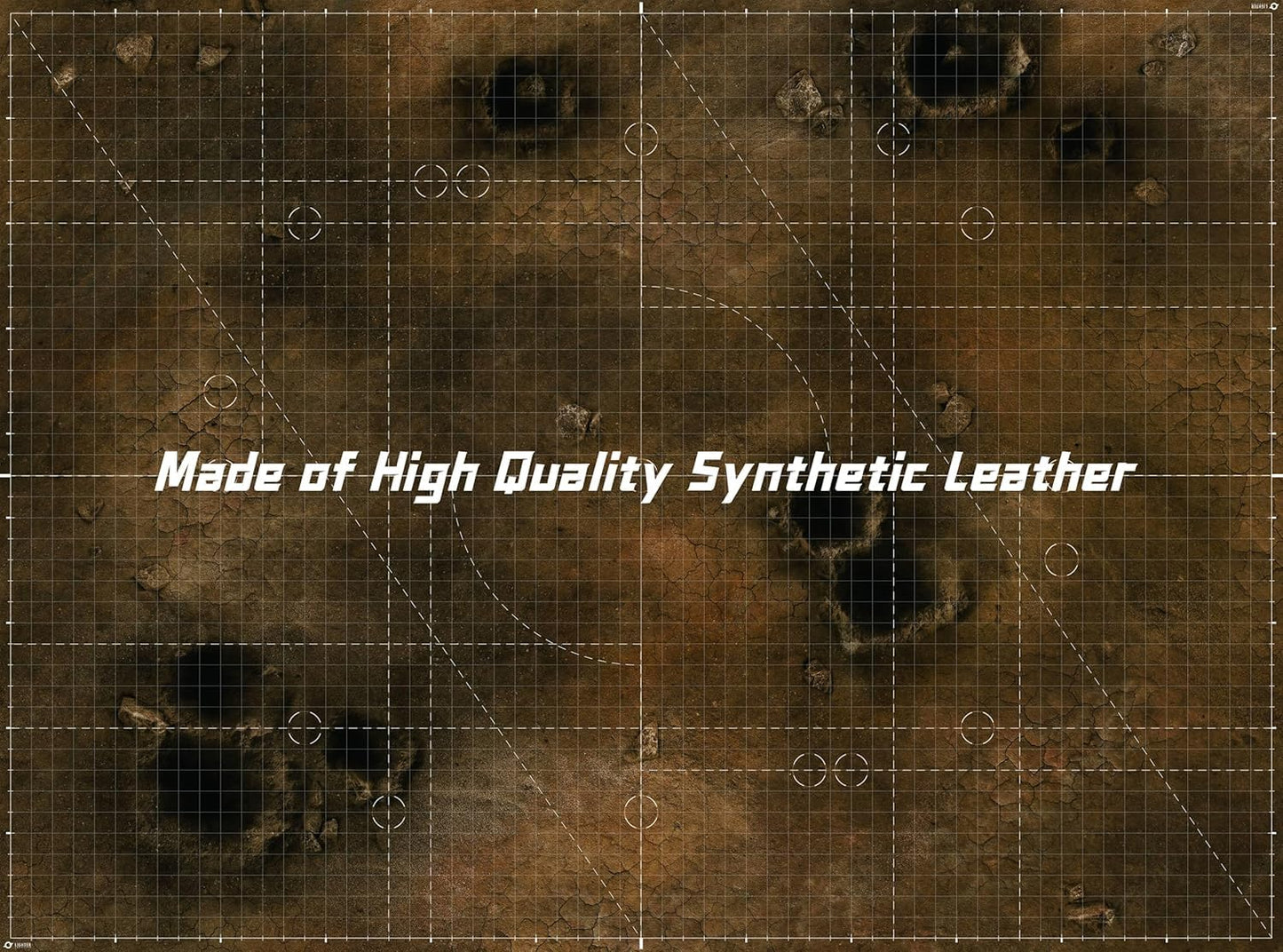 Lighter Creative 44'' x 60'' Battle Mat Gridded War-Gaming Mat for WH40K, Wargame RPG and Other Tabletop Games - Made of Synthetic Leather, Wasteland Patterned (Rolled Package)