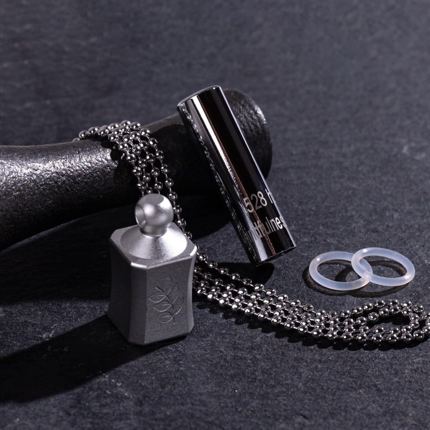 528 Hz Meditation Necklace Quit Smoking Necklace Breathing Frequency Sound Healing Device by Adjusting The Breathing for Anxiety & Stress Relief Mindfulness (Black)