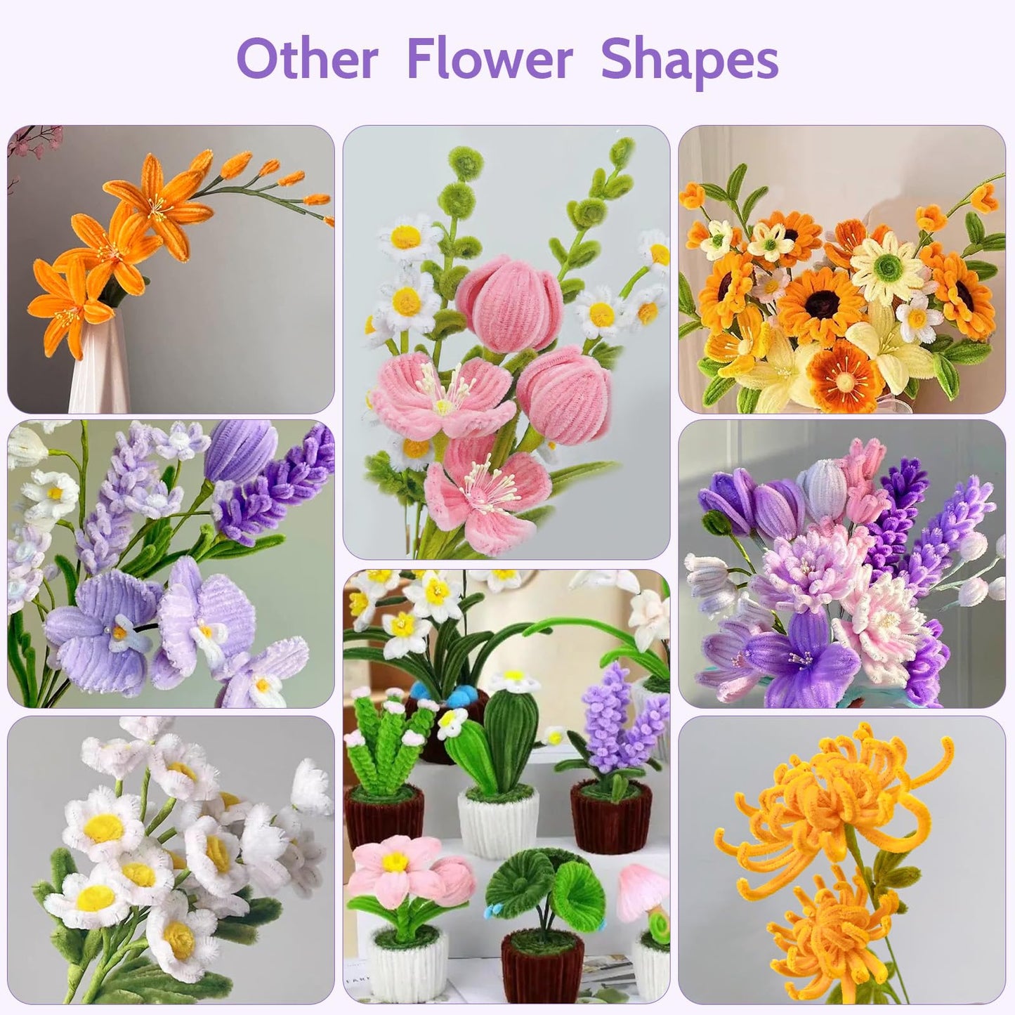 800 PCS Pipe Cleaners Craft, 13 Colors Chenille Stems, Pipe Cleaners Flowers Kit, Art and Craft Supplies