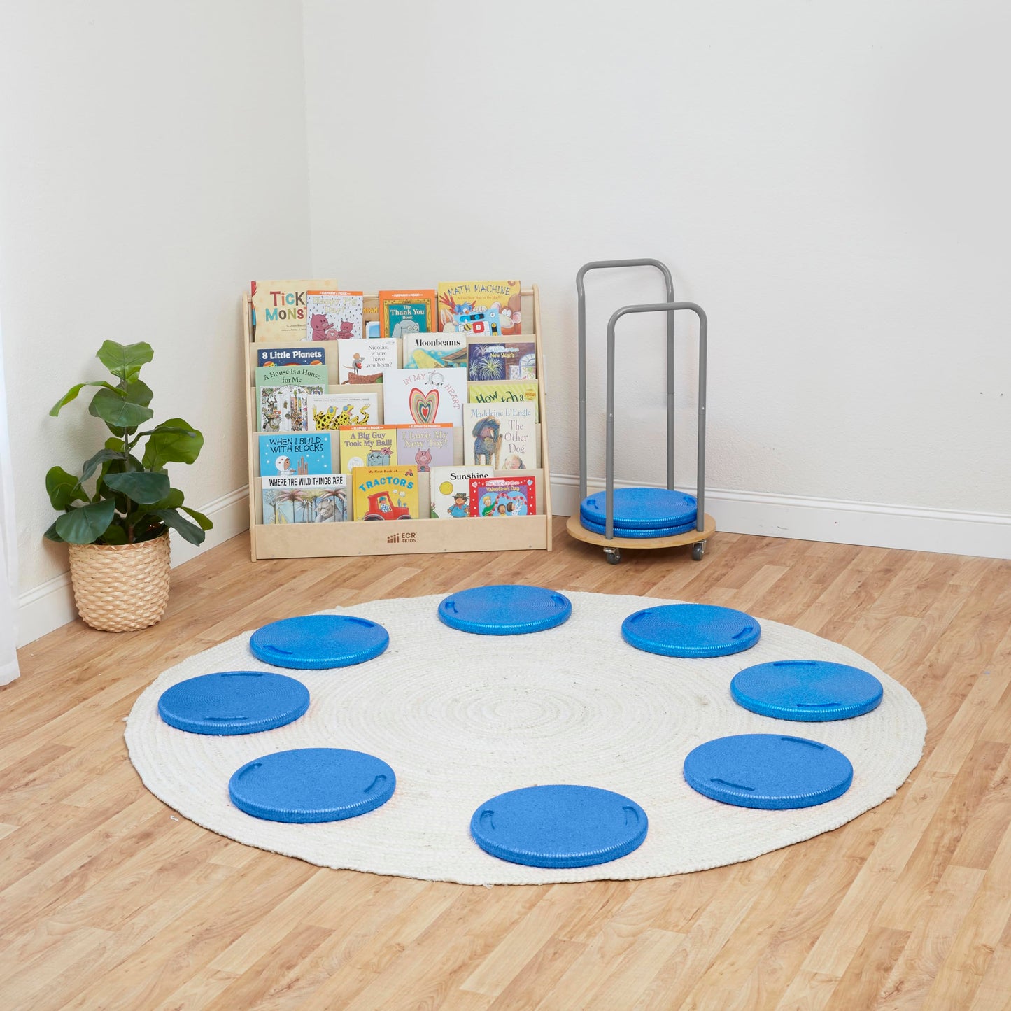 ECR4Kids CircleSpots, Seating Pads, Blue, 10-Pack