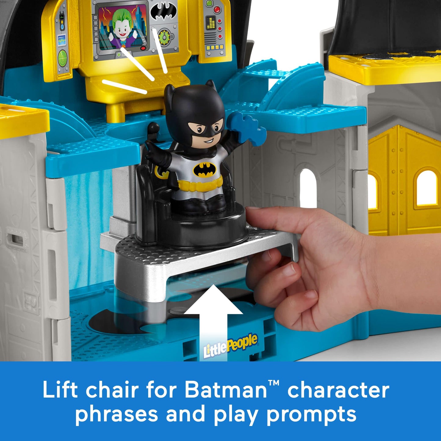 Fisher-Price Little People DC Super Friends Deluxe Batcave, Batman playset with lights and sounds plus 4 character figures for toddlers