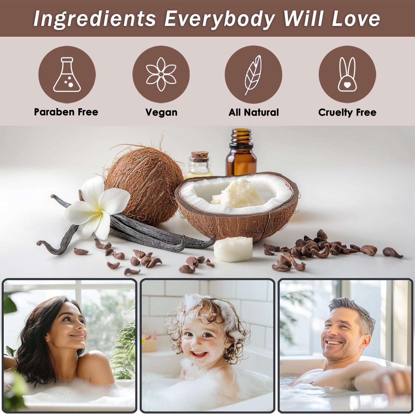 Bath Spa Gift Sets - Luxury Basket With Coconut & Vanilla - Spa Kit Includes Wash, Bubble Bath, Lotion, Bath Salts, Body Scrub, Body Spray, Shower Puff, Bathbombs, Soap and Towel