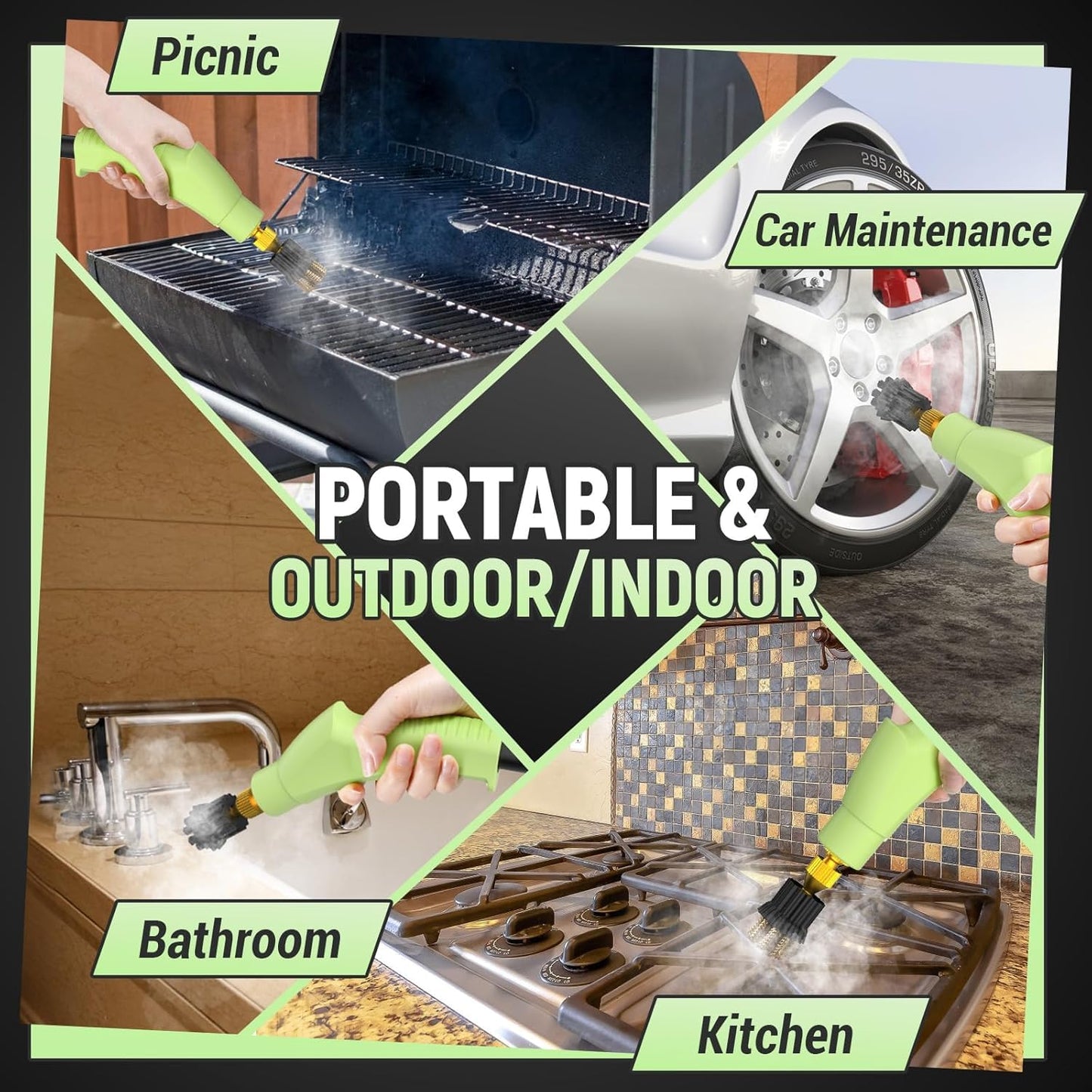 2500W Portable Handheld Steam Cleaner, Large Capacity 10s Fast Heating Steamer for Cleaning with 9 Pieces Accessories, Heavy Duty Plug-and-Play Steam Cleaner for Home|Car|Kitchen|Grout|Tile|More