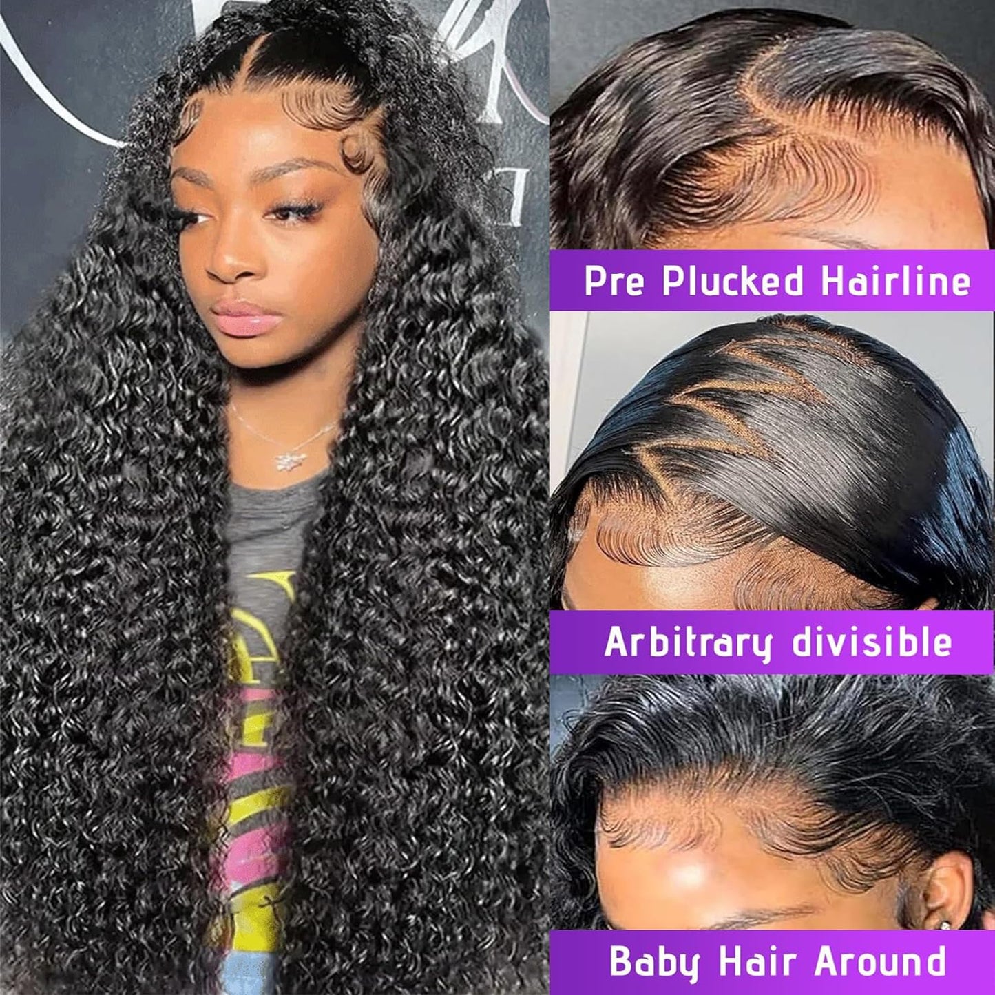 30 Inch Deep Wave Lace Front Wigs Human Hair 13x6 HD Lace Front Wigs Human Hair Pre Plucked 200% Density Deep Curly Human Hair Lace Frontal Wigs For Women