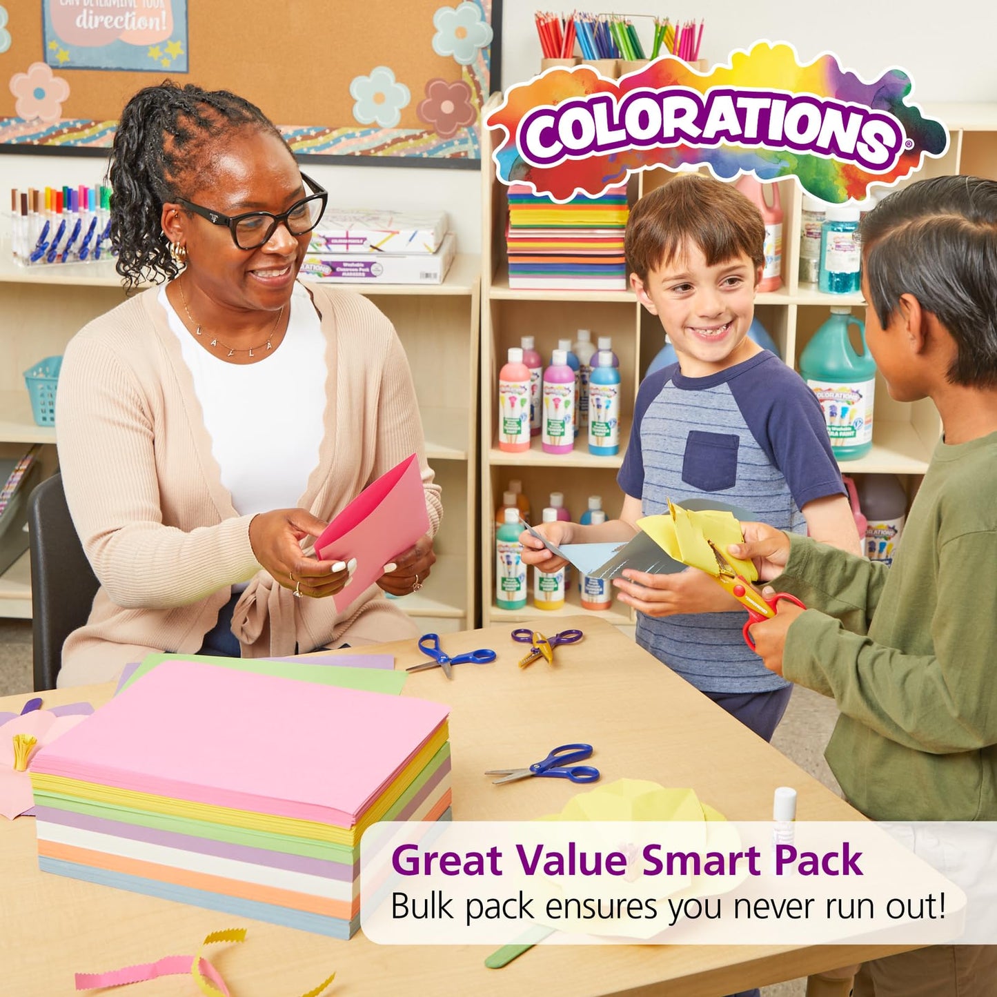 Colorations BRITESTK Colorations Bright Construction Paper Smart Pack (Pack of 600)