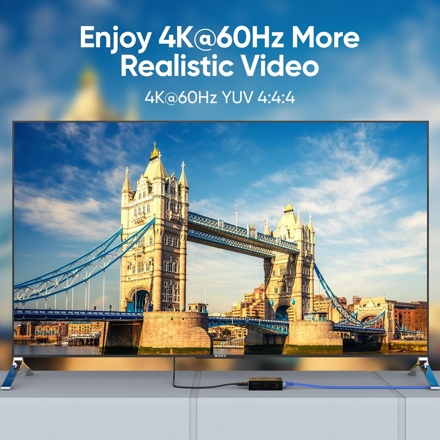 4K@60Hz HDMI Extender Over Ethernet (Cat7/Cat6/Cat5e) up to 200ft/330ft - Ultra HD Signal, Seamless Transmission, EDID and POE Support (Transmitter & Receiver)