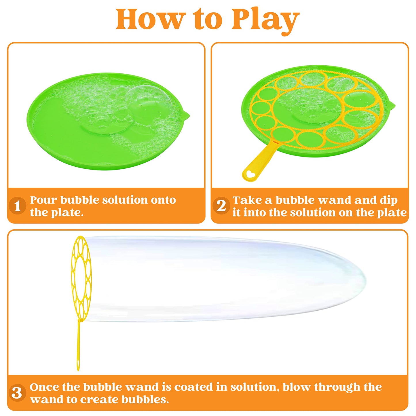 JOYIN Big Bubble Wands Set, 18 Pcs Giant Bubble Maker with Tray, 12" Large Bubble Wands Bulk for Kids Summer Outdoor Activity Party Favors, 6 Pcs Bubble Solution Suitable for All Age People