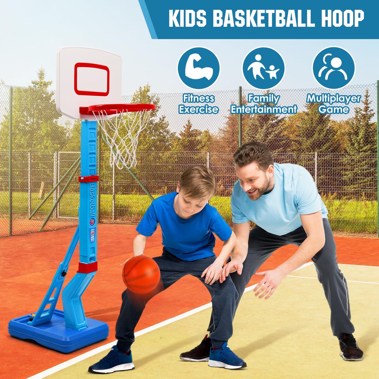 SUPER JOY Toddler Basketball Hoop Height Adjustable Kids Basketball Hoop for Indoor Outdoor Play Portable Basketball Goal Poolside Hoop, Basketball Game Toy for Boys Girls Aged 1 2 3 4 5