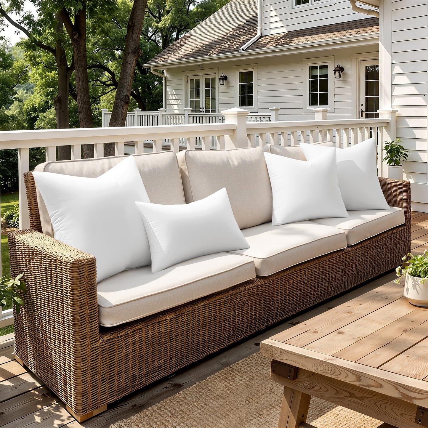 MIULEE Outdoor Pillow Inserts 20x20 Pack of 4 Waterproof Throw Pillow Inserts Decorative 100% Virgin Fibers Filling for Patio Sofa Couch