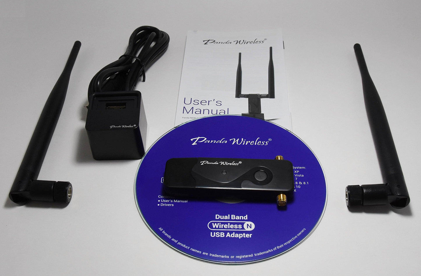 Panda Wireless® PAU09 N600 Dual Band (2.4GHz and 5GHz) Wireless N USB Adapter W/Dual 5dBi Antennas - Windows 7/8/10/11, Zorin, Mint, Ubuntu, openSUSE, Fedora, Centos, Kali and Raspbian