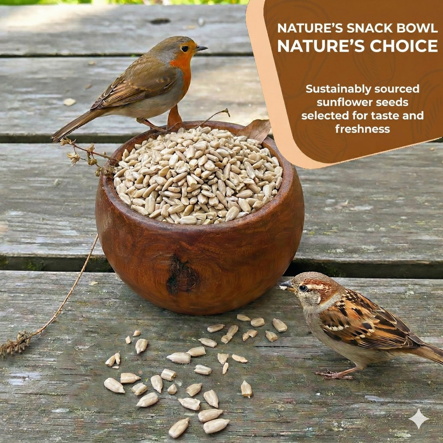 Trailmark Naturals 15 LB Medium Sunflower Chips, Shelled Seeds for Birds – Premium Wildlife & Bird Food – Grown in USA - Non-GMO - Medium Chip Sunflower Seeds for Wild Birds and Backyard Feeders