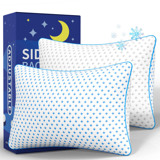ezepilw King Size Pillows Set of 2 for Sleeping, Cooling Adjustable Memory Foam Pillows, Dual Fill Design Helps Maintain Shape, Breathable Washable Cover