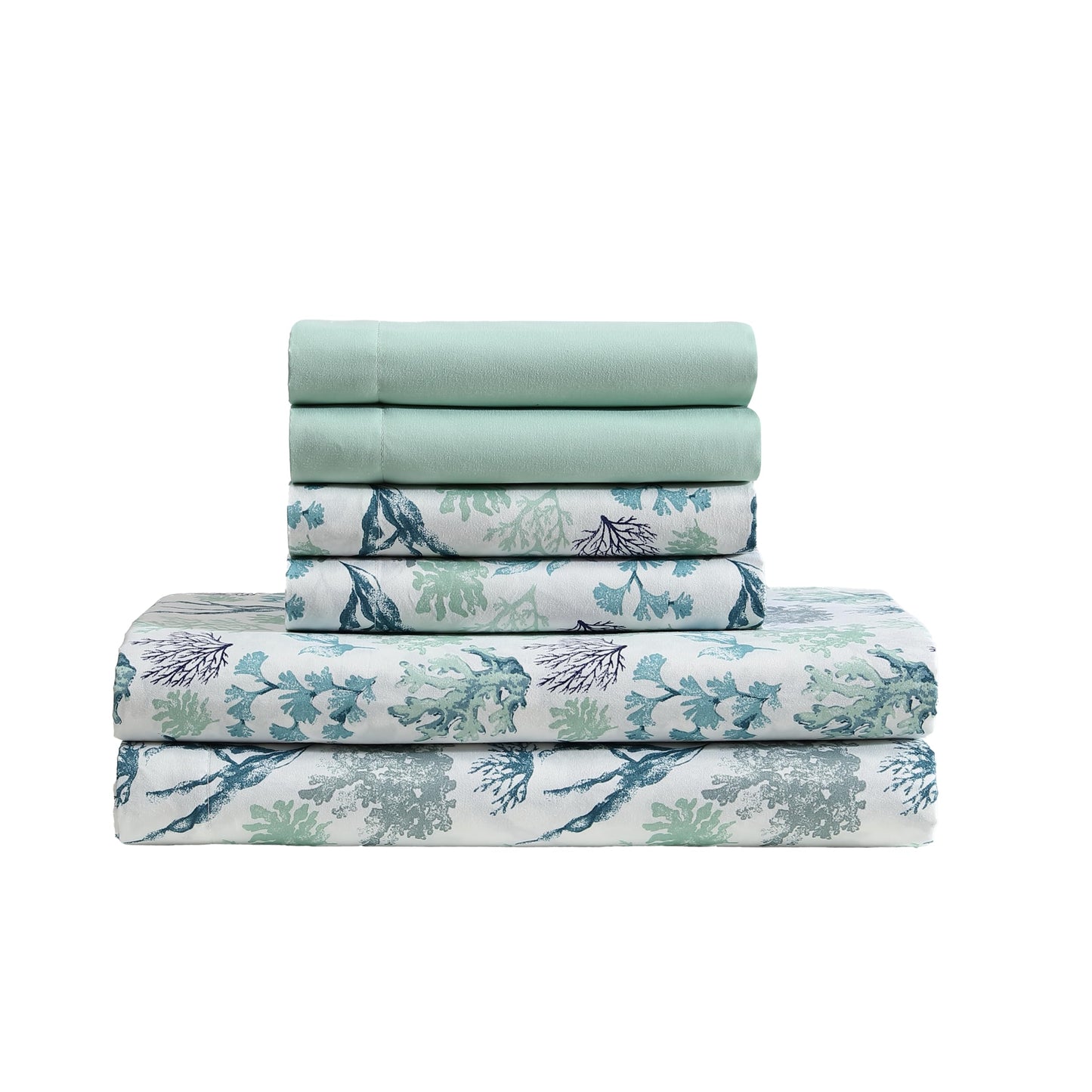 Caribbean Joe 6-Piece Sheet Set with Cooling Pillowcases, 12-inch Deep Pockets, Tropical Beach Coastal Design, King, Ariel