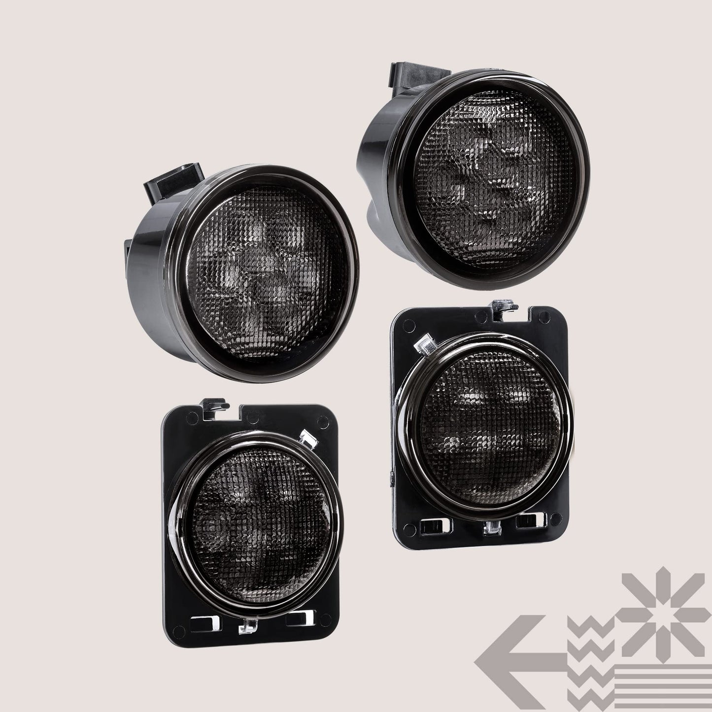 TRUE MODS Front LED Turn Signal & Side Marker Light Replacement for Jeep Wrangler [Smoked Lens] [Amber] LED Light Kit Compatible with 2007-2018 Jeep Wrangler JK (07-18) & Unlimited JKU Accessories