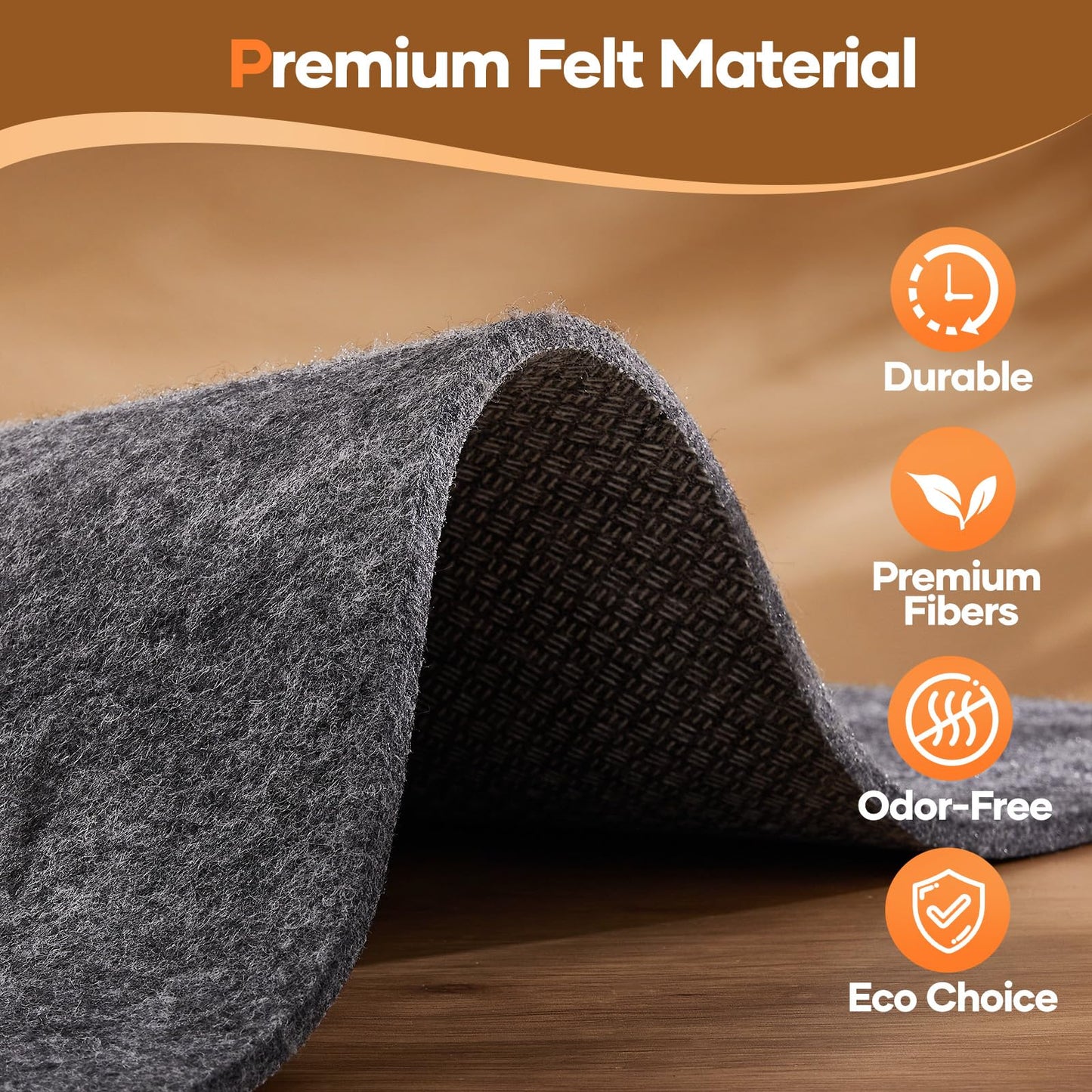 Veken Non Slip Cushioned Rug Pad Gripper 5 x 7 Ft, Felt and Silicone Backing, 1/4 inch Thick Carpet Liner for Hardwood Floors and Finishes, Under Area Rugs Anti Skid Mat, Keep Rugs Safe and in Place