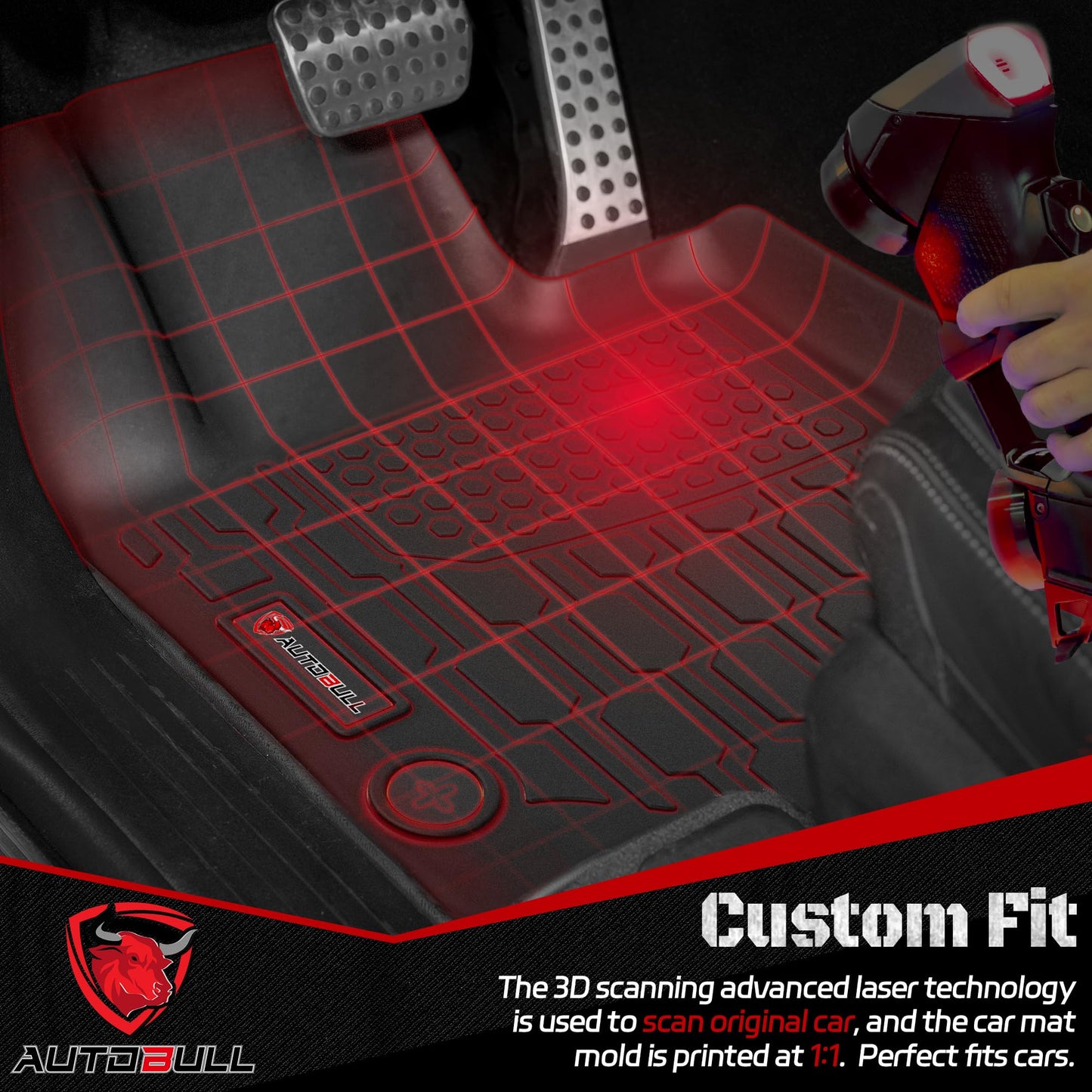 AUTOBULL Floor Mats Compatible with 2023 2024 2025 2026 Chevy Colorado/GMC Canyon Crew Cab, All Weather TPE Floor Liners, Custom Fit Car mats, 1st & 2nd Row, Black