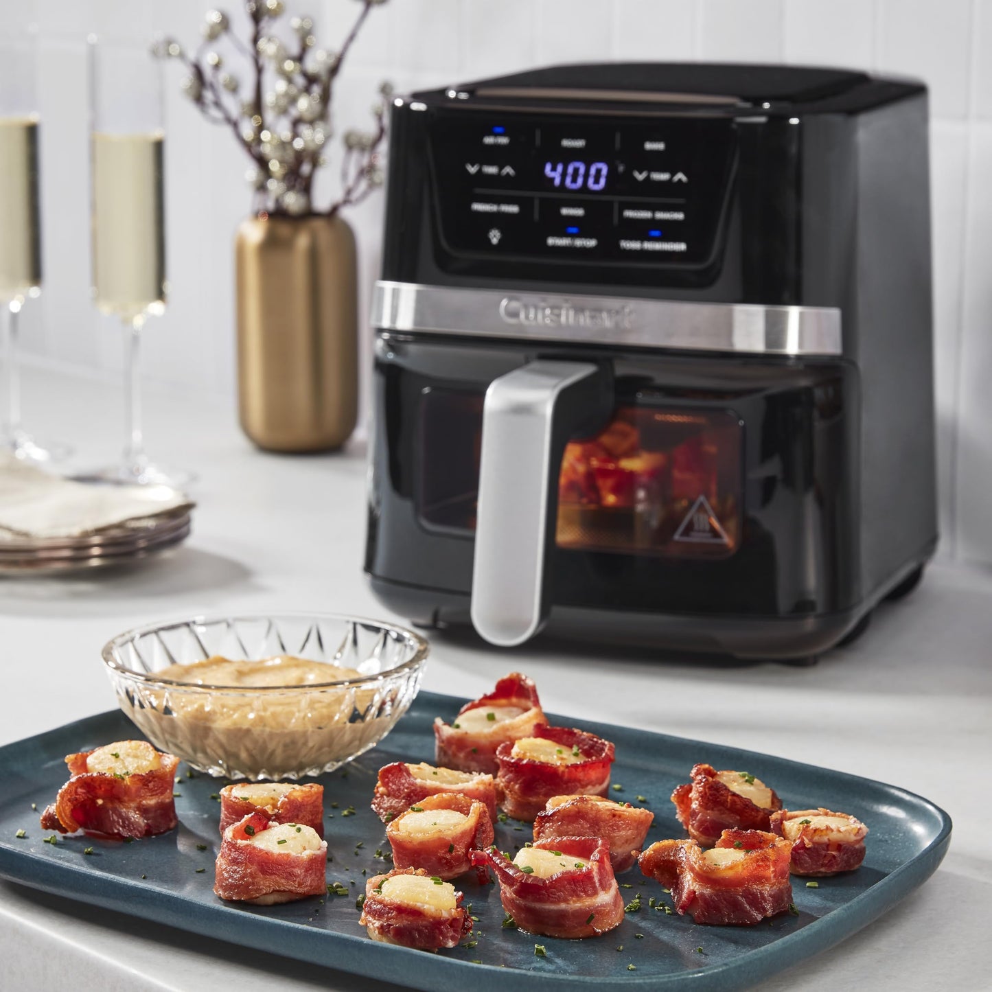 Cuisinart Air Fryer, 2.6-Quart Compact Basket Fryer with 3 Cooking Functions to Air Fry, Roast, and Bake, 3 Airfryer Presets, Dishwasher-Safe Parts, AIR-80, Stainless Steel & Black