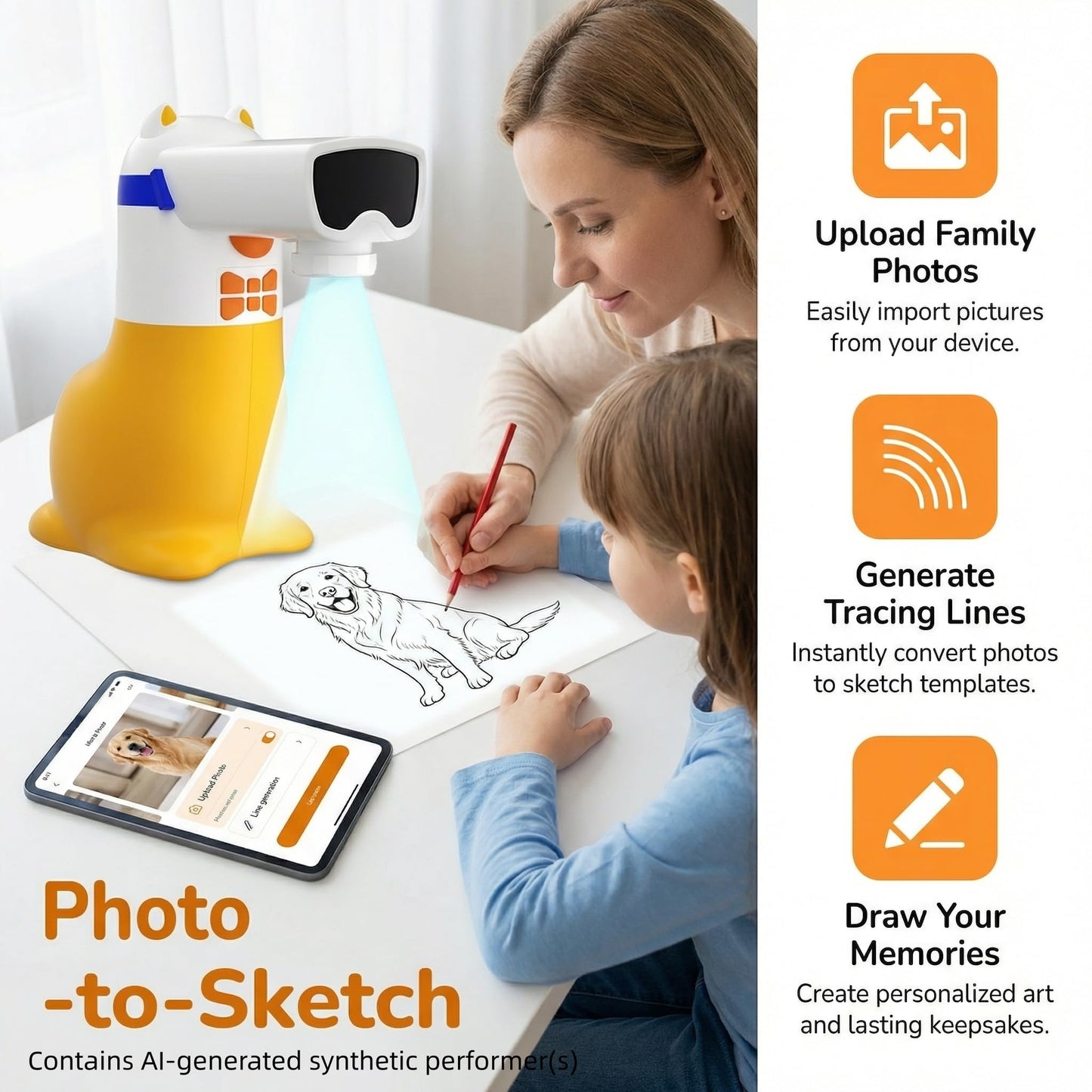 AI Drawing Projector for Kids Ages 5-12, Turn Photos into Drawings, Smart Painting with Voice, Creative Sketch Art Toy, Ideal Christmas Birthday Gift for Boys Girls - Yoturetoys