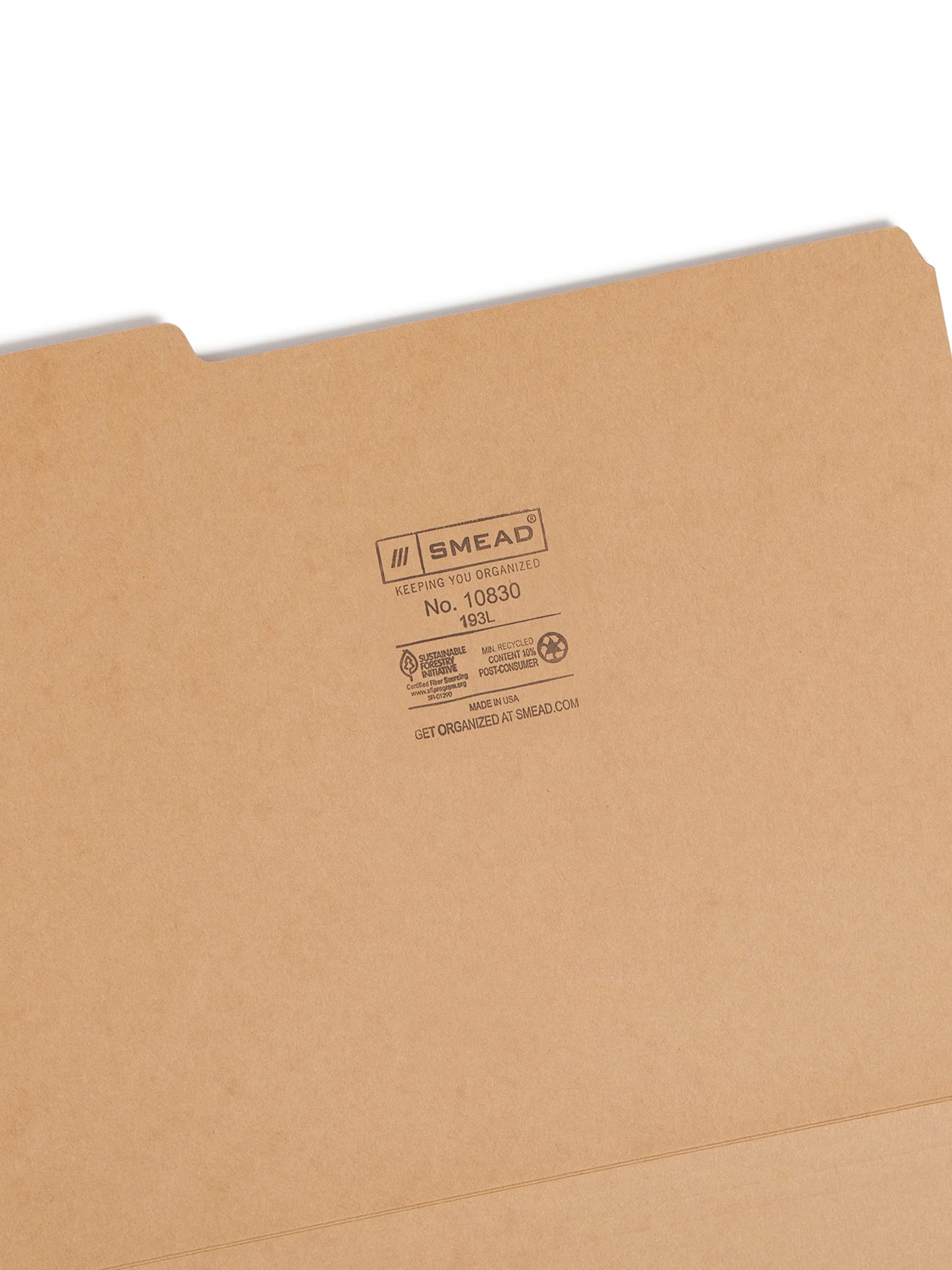 Smead File Folder, 1/3-Cut Tab, Letter Size, Kraft, 50 per Box (10830)