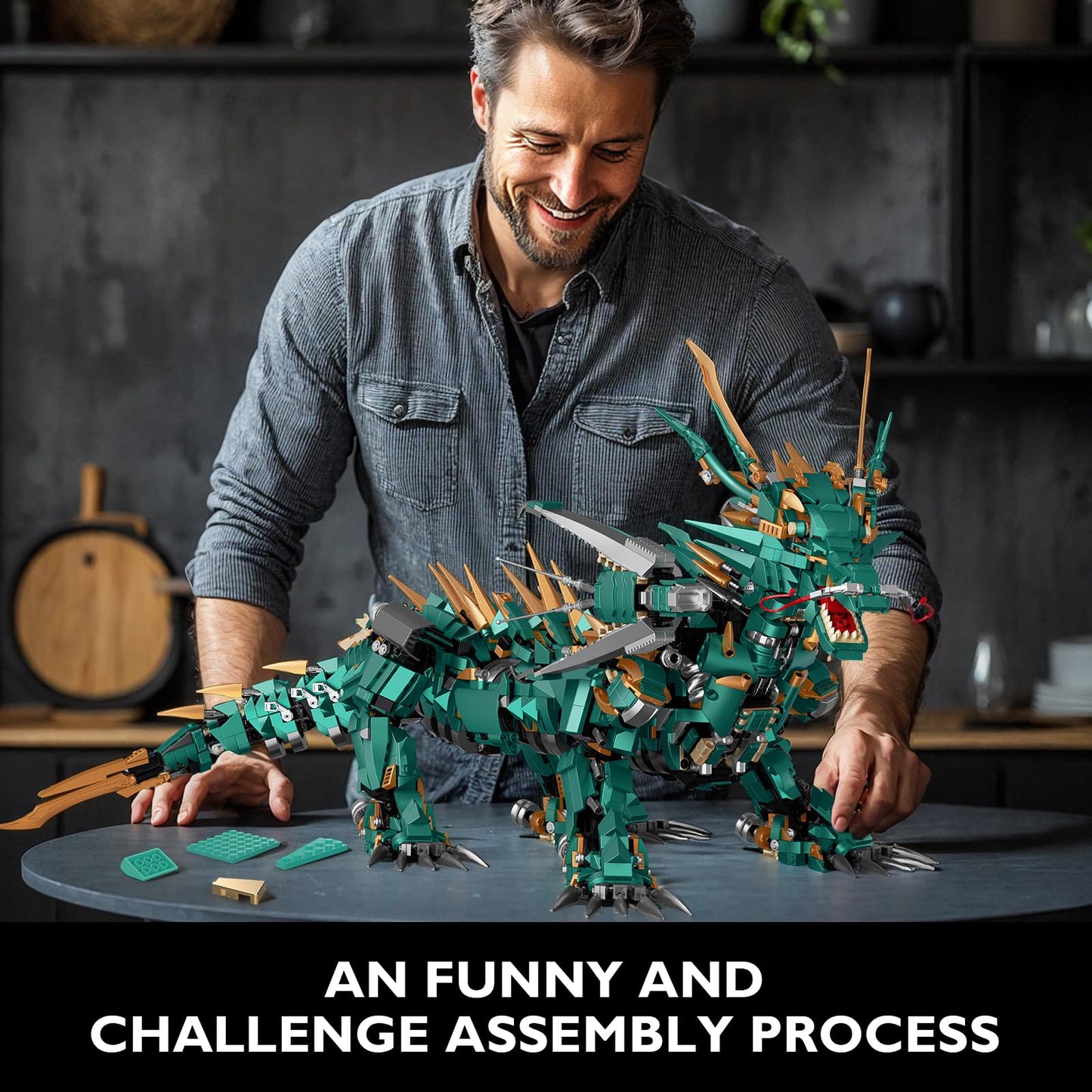 JMBricklayer Dragon Toy Building Set for Adults 70174, Creative Green Mechanical Dragon Animal Building Model Collectible, Home Festival Decor Display Set, Building Toy for Boys Girls Teens