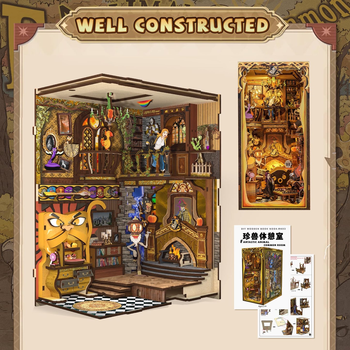 CUTEBEE Book Nook Kit, DIY Booknook Miniature House Tiny House 3D Wooden Puzzle Dollhouse Kit for Adults and Teens, Bookshelf Insert Decor, DIY Craft Gift Squirrels Collector
