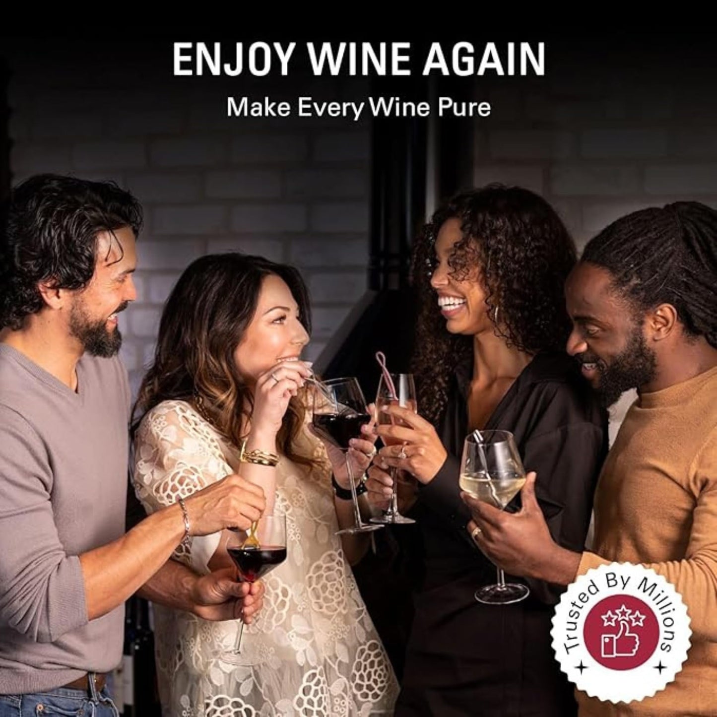 PureWine Wine Wands Purifier, 24 Wine Filters Remover Histamines Sulfite - May Reduce and Alleviate Wine Allergies & Sensitivities - Restores Taste, Perfect Wine Pour, Gifting, Holiday (24 Pack)