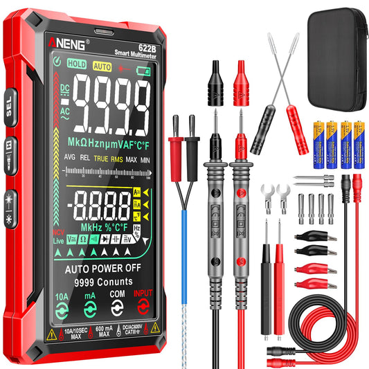 ANENG Digital Multimeter Tester TRMS 9999Counts Smart Auto-Ranging Anti-Burning Ohm Amp Voltmeter with NCV,DC/AC Current,Voltage,Resistance Diodes,Continuity,Capacitance,Temperature