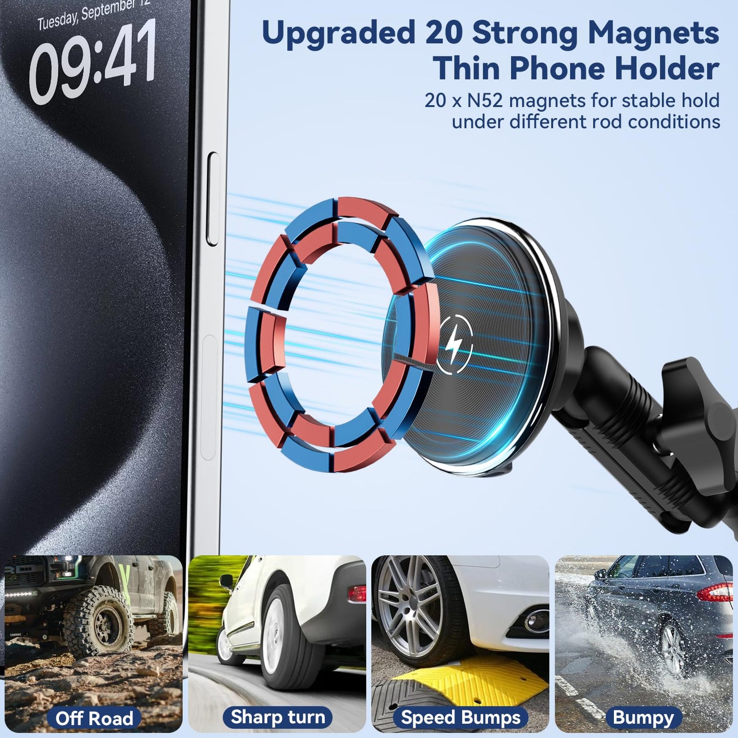 Kaishengyuan Car Vent Magnetic Charging Phone Mount Compatible with 2012 2013 2014 2015 Toyota Tacoma, Metal Cell Phone Holder 2nd Tacoma Accessories Cradles Bracket Stand for All Smartphones