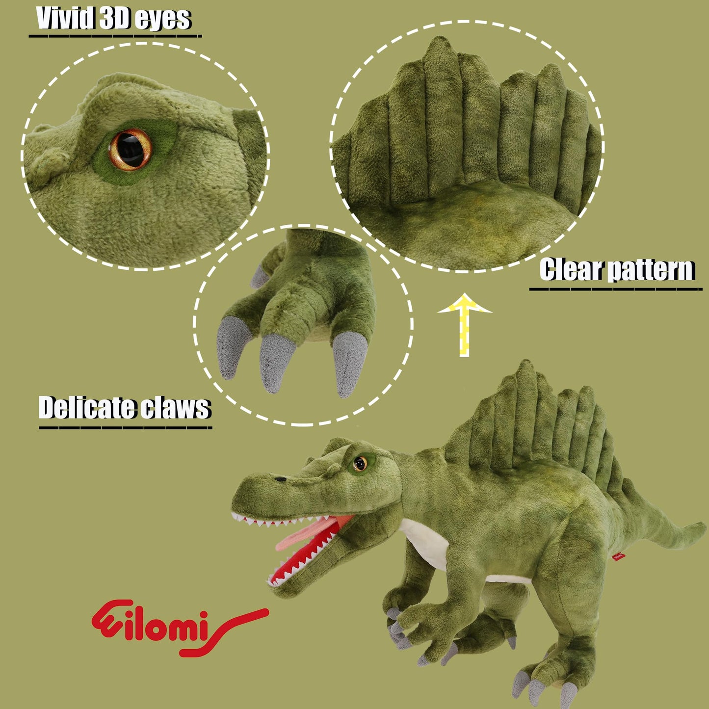 Wilomis Dinosaur Stuffed Animal, 21" Spinosaurus Soft Dinosaur Plushies, Stuffed Dinosaurs for Boys Kids