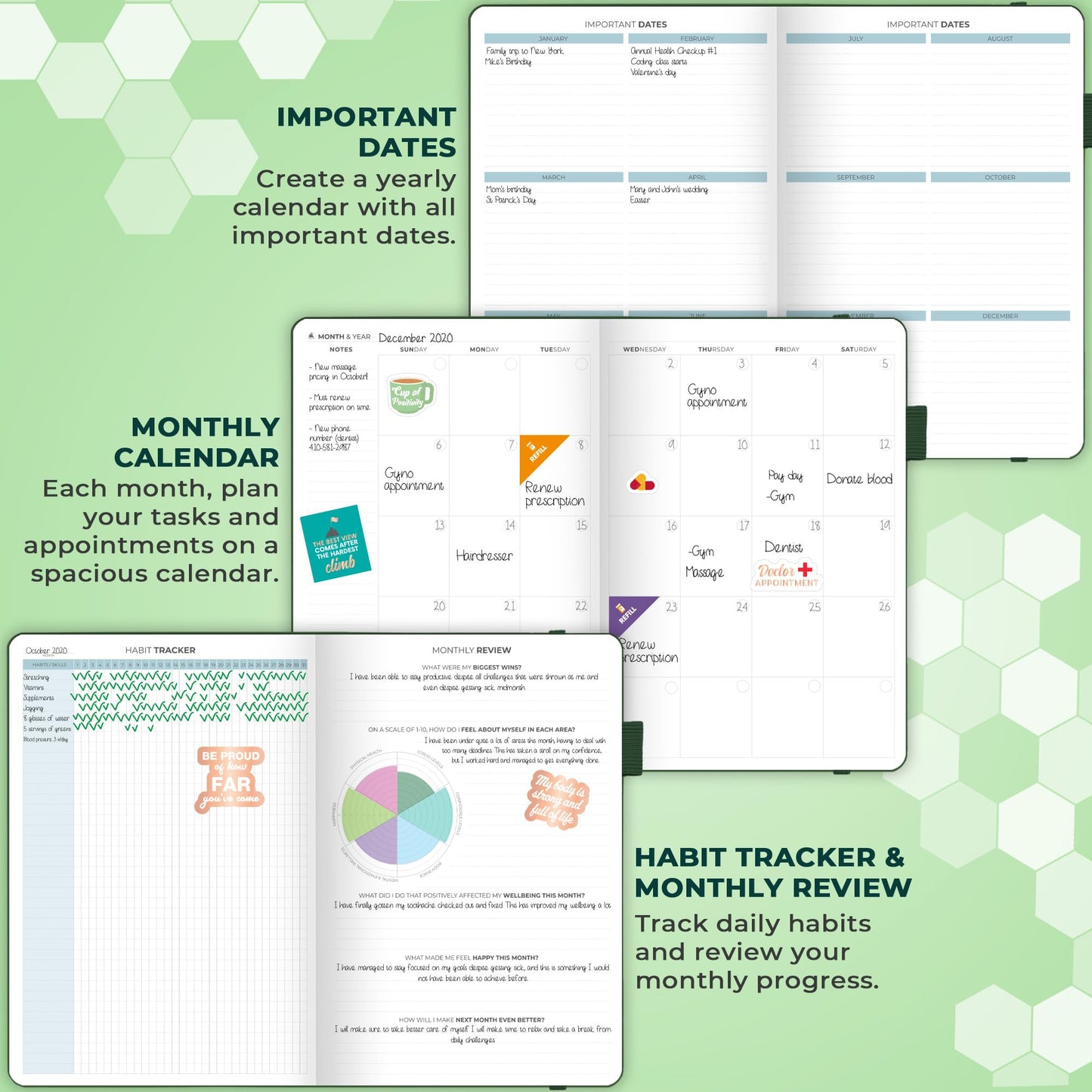 Clever Fox Large Medical Planner 12-Month – Medical Notebook, Health Diary, Wellness Journal to Track Health – 12 Months, 7x10.5″ (Forest Green)