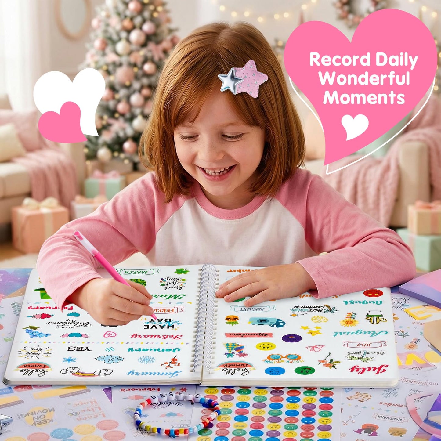 Poaoed 2-Pack DIY Journal Kit for Girls Ages 8 9 10 11 12 13 14, Scrapbook & Diary Supplies, Journaling Kit Arts and Crafts Journal Set for Teens and Tweens, Birthday & Christmas Gifts