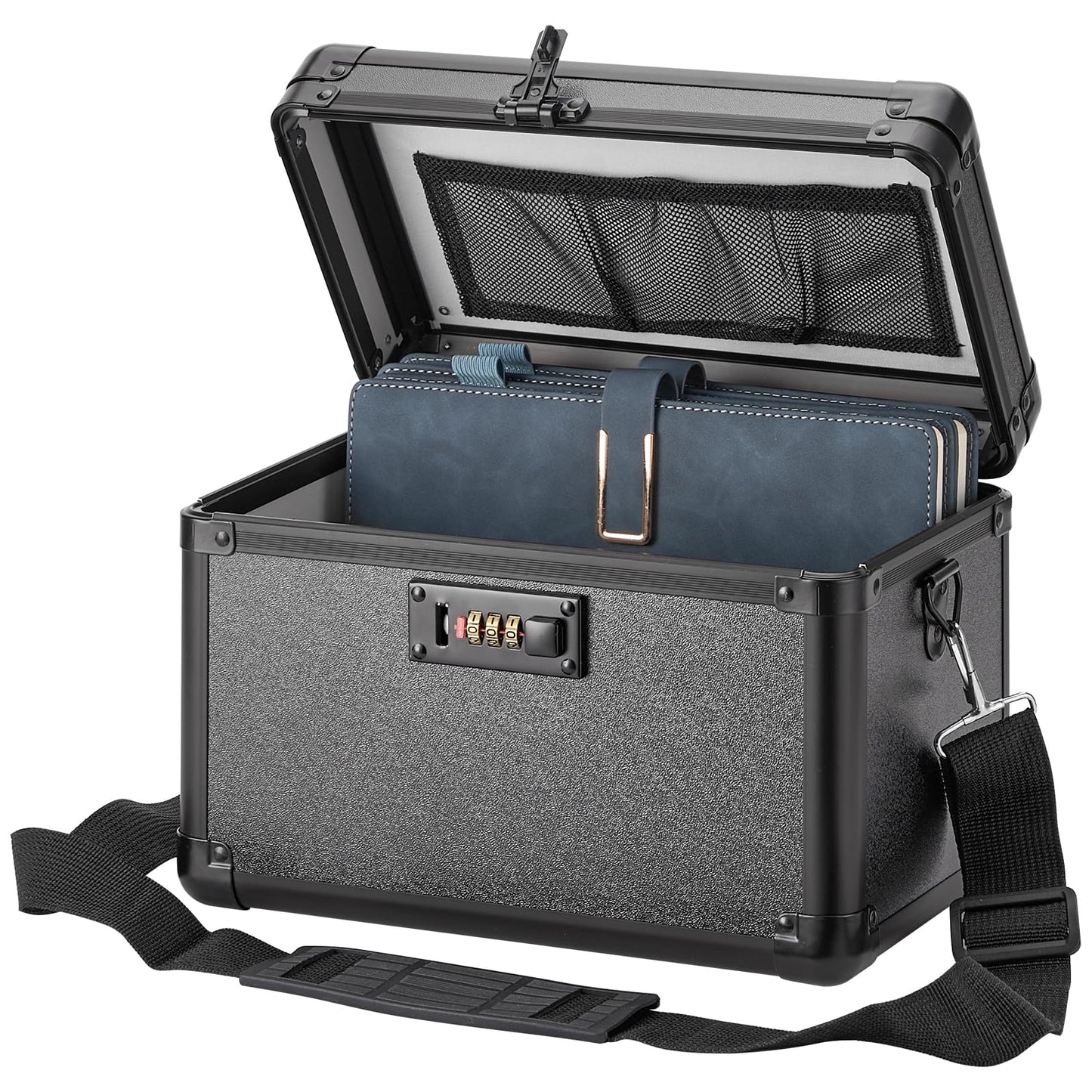 LOCKCURX Large Lock Box - Security Combination Lock Box, Locking Storage Case for Personal Items and Medicine, Childproof Lockable Lockbox for Home/Office/School, 11.2x7.4x6.8 Inch, Black