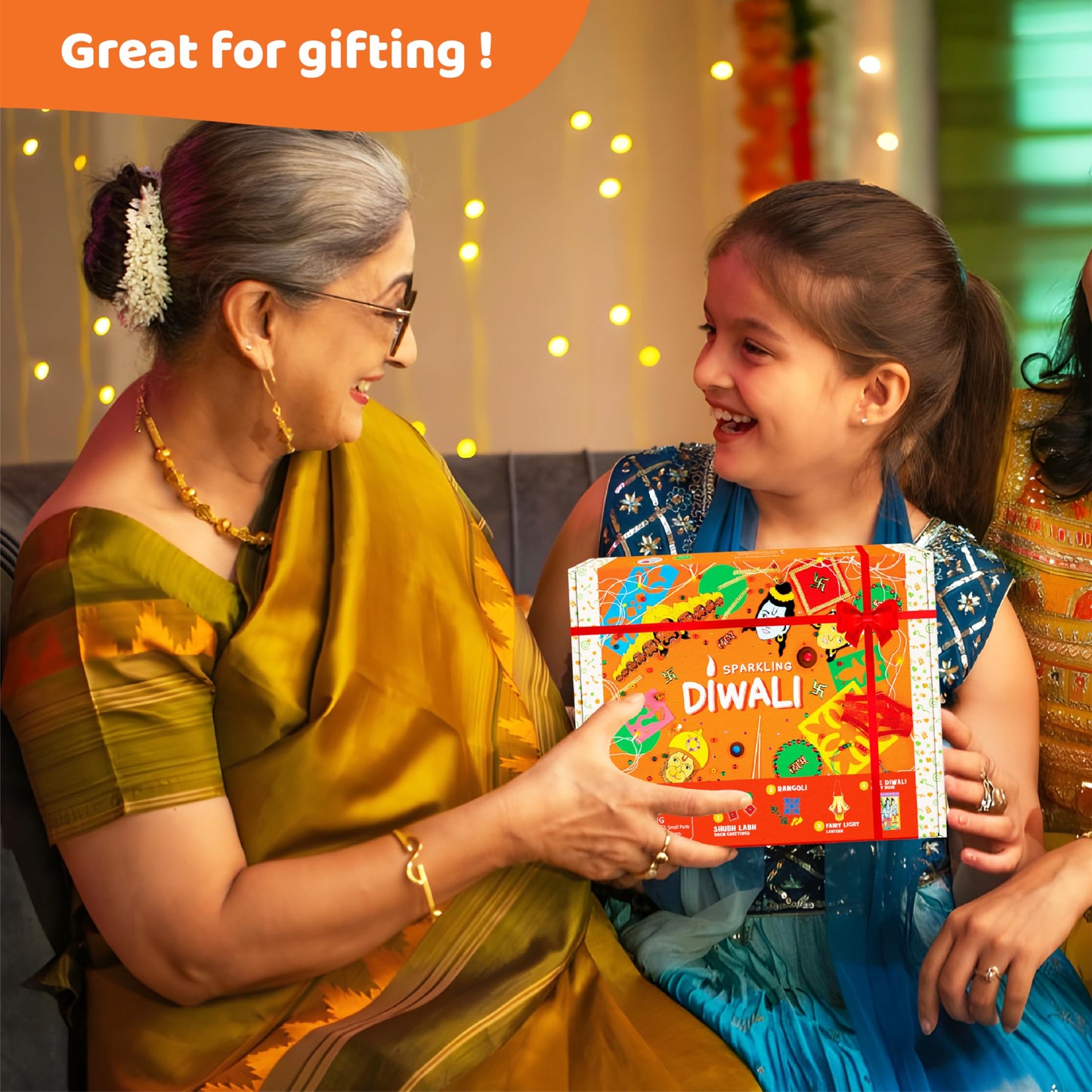jackinthebox Diwali 4-in-1 Craft Kit for Kids & Adults, Great Diwali Gift for Girls, Boys 5 Years and up, 4 Activities - Rangoli, Shubh Labh Door Greetings, Diwali Lantern & Diwali Story Book