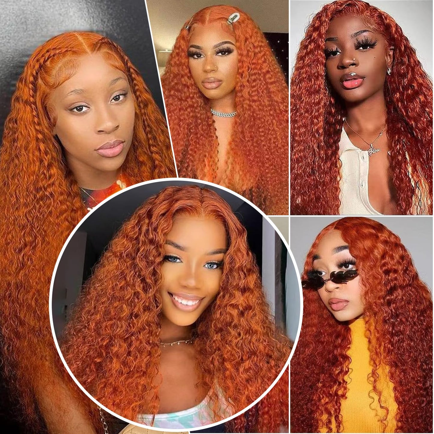 30 Inch Human Hair Lace Front Wig - Deep Wave, Curly & Wavy Styles - 13x6 Density - Orange Ginger Color