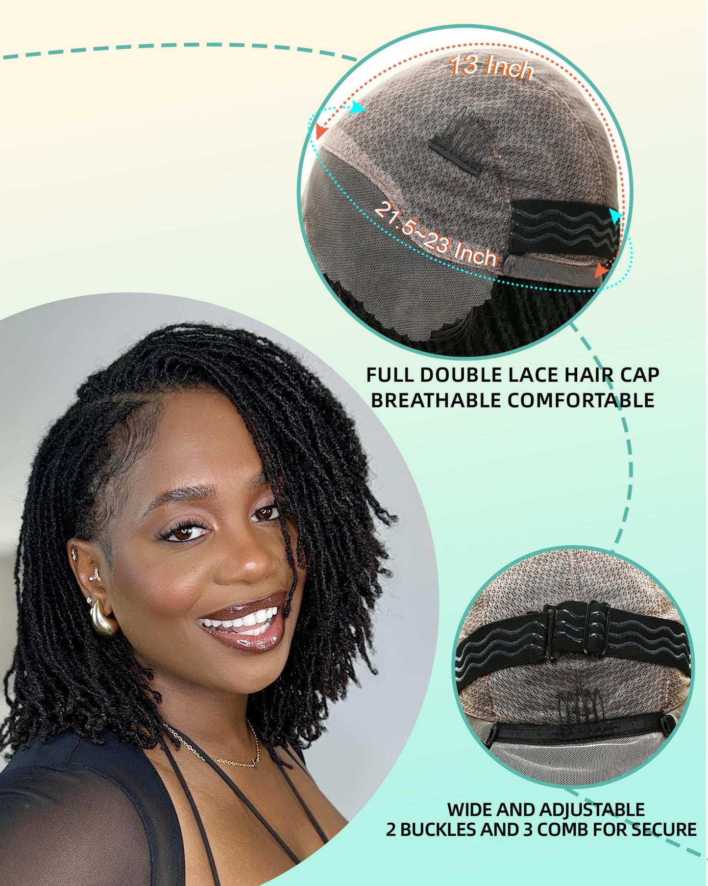 Lady Miranda Full Lace Dreadlock Wig with Baby Hair Pre Plucked Knotless Square Part Faux Locs Wig Braided Wigs for Black Women Full Double Lace Wig Dreadlocks Crochet Hair for Black Women